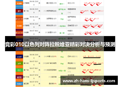 竞彩010以色列对阵拉脱维亚精彩对决分析与预测